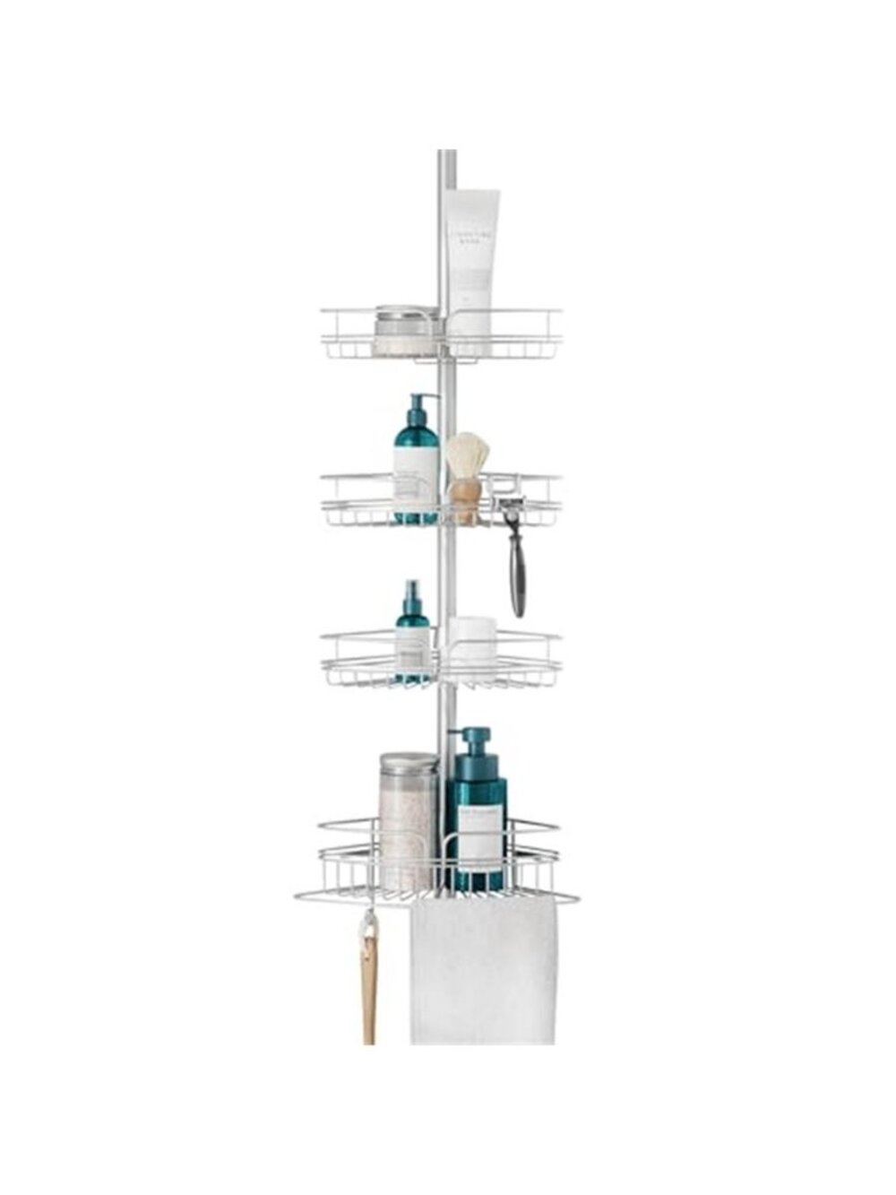 Corner Shower Caddy Tension Pole Rust Resistant 4 Tier Bathroom Storage Chrome
